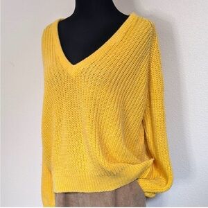 Rare Vintage FORENZA Yellow V Neck Sweater